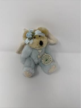 Plush Boyds Bear Baby Blue Tan Jointed Plush Angel Ornament Tags Vintage